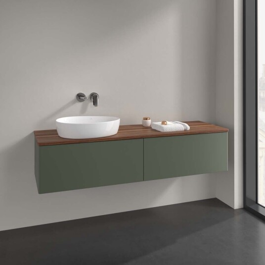 Villeroy & Boch Antao Servantskap med 2 skuffer 160x50x36 cm u/lys Grønn Matt/Valnøtt Villeroy & Boch Antao Servantskap med 2 skuffer 160x50x36 cm u/lys Grønn Matt/Valnøtt