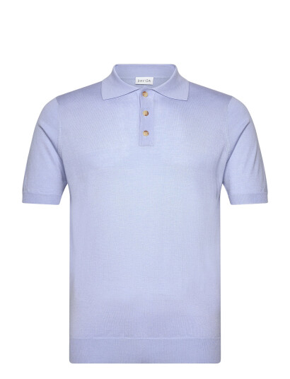 Davida Cashmere Man Fine Knit Pique - Blue - S