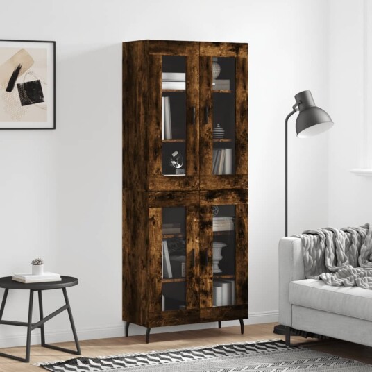Highboard røkt eik 69,5x34x180 cm konstruert tre
