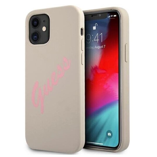 Dėklas Guess Hardcase Guhcp12slsvsgp Silikone Vintage Iphone 12 Mini Rožinis/Grå