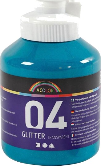 A Color Glitter Akrylmaling 500ml Turkis