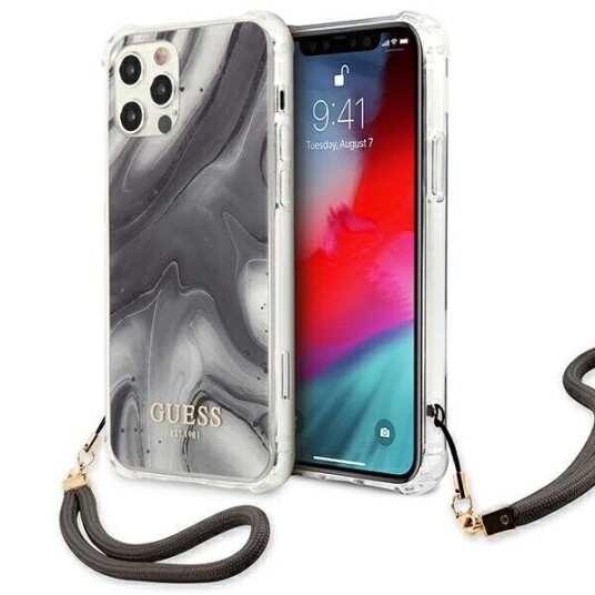 Originalt Frontdeksel Guess Guhcp12lksmagr For Iphone 12 Pro Max Marble Wire Grå