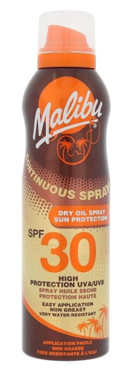 Malibu 175 ml Kontinuerlig Tørr Oljespray SPF30 - Høy Beskyttelse mot UVA- og UVB-stråler