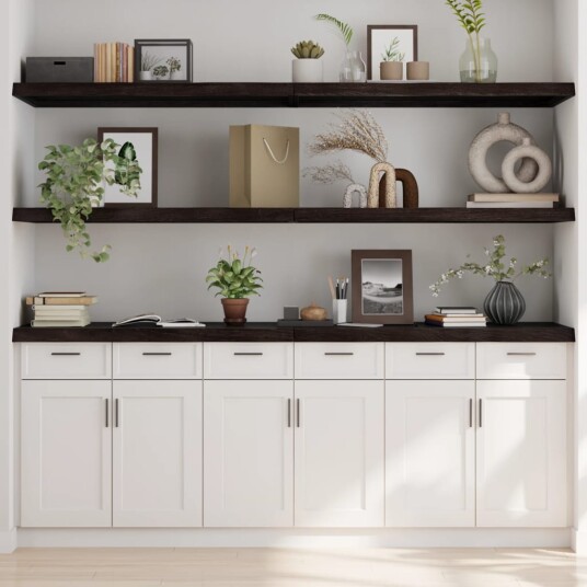 vidaXL Vegghylle m?rkegr? 200x50x6 cm behandlet heltre eik vidaXL Vegghylle m?rkegr? 200x50x6 cm behandlet heltre eik