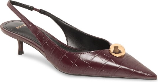 Mango Metal Beaded High Heel Shoe DARK RED 36