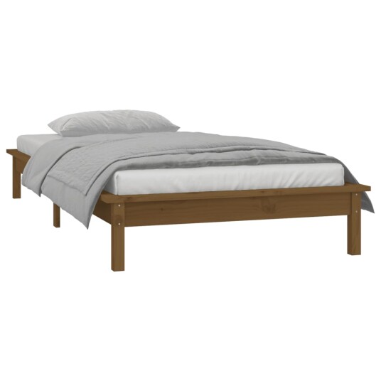 vidaXL Sengeramme med LED honningbrun 90x200 cm heltre