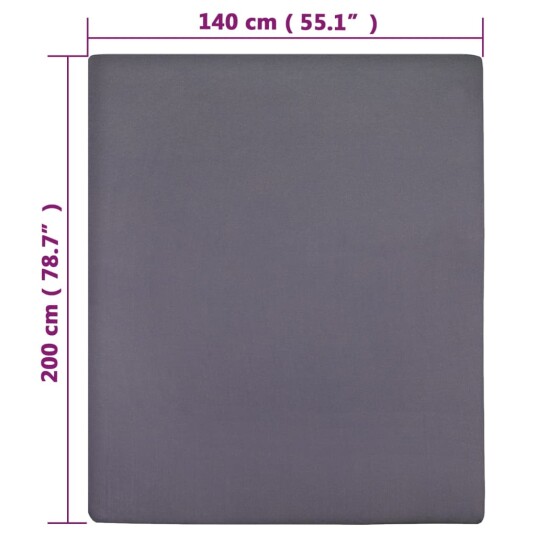 vidaXL Jerseylaken 2 stk antrasitt 140x200 cm bomull