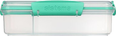sistema® Snackboks med rom Snack Attack Duo TO GO, 975 ml, blå-grønn