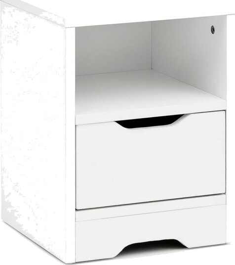 Nattbord Wohnling Hvit med 1 skuff Enkel moderne design og hylle -