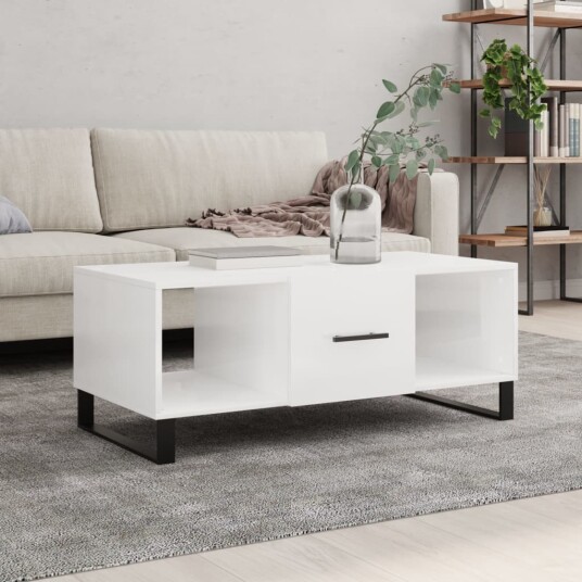 Salongbord høyglans hvit 102x50x40 cm konstruert tre 8720845427870