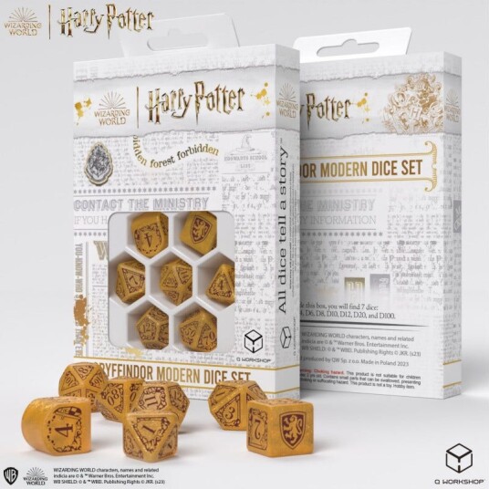 Gryffindor Modern Poly Gold /Red (7) Terningsett - Rollespill fra Outland