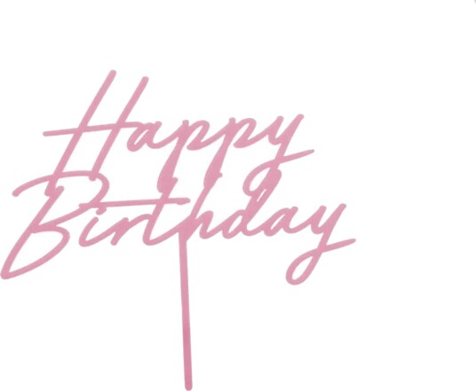 Kaketopp i Akryl "Happy Birthday" Lys Rosa Kaketopp i Akryl "Happy Birthday" Lys Rosa