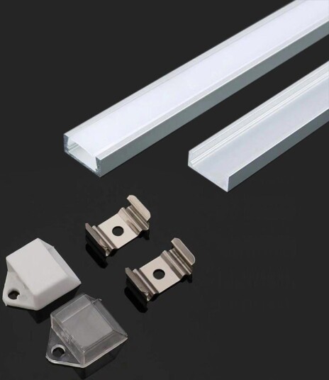 V Tac Led Vegg /Overflateprofil Med Deksel Og Avslutninger I Aluminium 2000X16x7 Mm