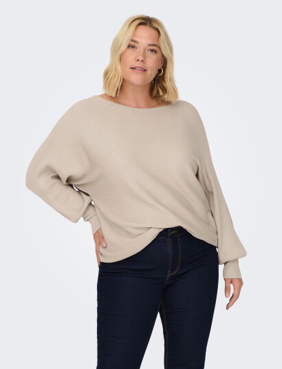 ONLY Carmakoma Carnew Adaline Ls Pullover Knt Noos   Beige   50 52