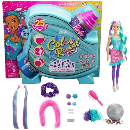 Barbie Color Reveal Hår & Glitter Med 25 Overraskelser