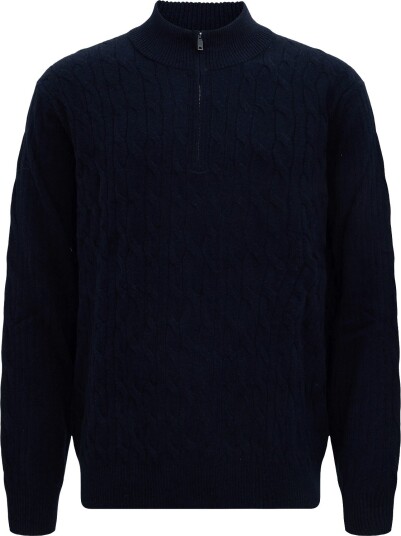 Hackett London Lambswool Cable Hzip - OLD NAVY - XXL