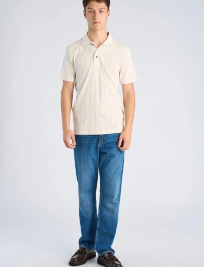 Lindbergh Jacquard Polo S/S   Cream   L