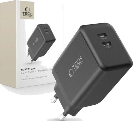 Tech-Protect NC45W-GAN 2-PORT PD45W AC Charger - Black