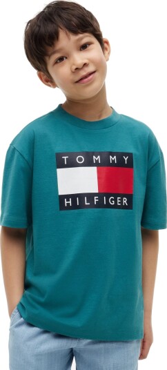 Tommy Hilfiger Heritage Printed Flag T Shirt Green 164 Tommy Hilfiger Heritage Printed Flag T Shirt Green 164