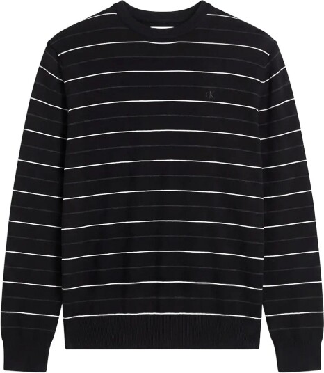 Calvin Klein Ls 100% Merino Stripe Crew 14Gg Black L