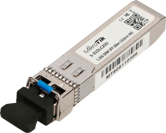MikroTik S-31DLC20D SFP-modul 1.25 Gb/s Singlemode fiber Dual LC UPC 20 km