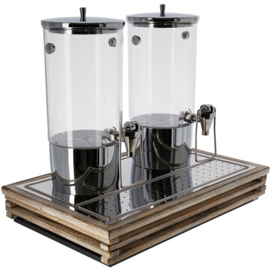 VEGA Drikkedispenser komplett Natchez dobbel GN 1/1; Størrelse GN 1/1, 57.5x37x50.8 cm (LxBxH); Vintagehvit/Transparent/Stålgrå; Rektangulær