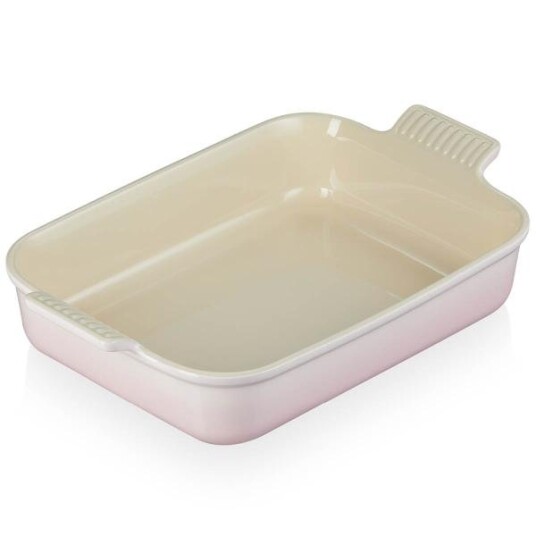 Le Creuset Heritage rektangulært fat 32x24 cm shell pink