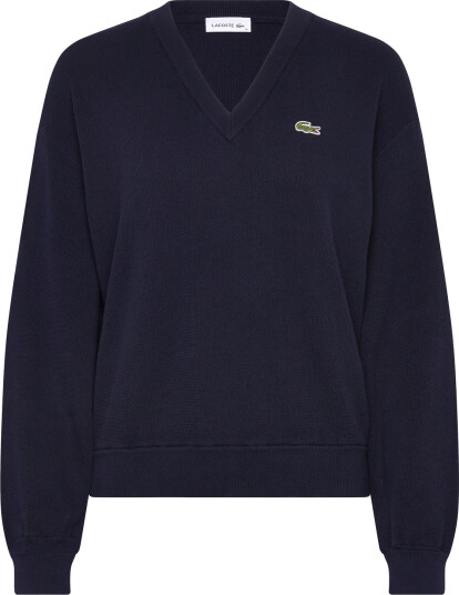 Lacoste V Neck Cotton Sweater Navy 34 Lacoste V Neck Cotton Sweater Navy 34
