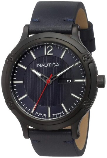 Nautica Herreklokke NAPPRH017 Porthole Blå/Lær Ø44 mm