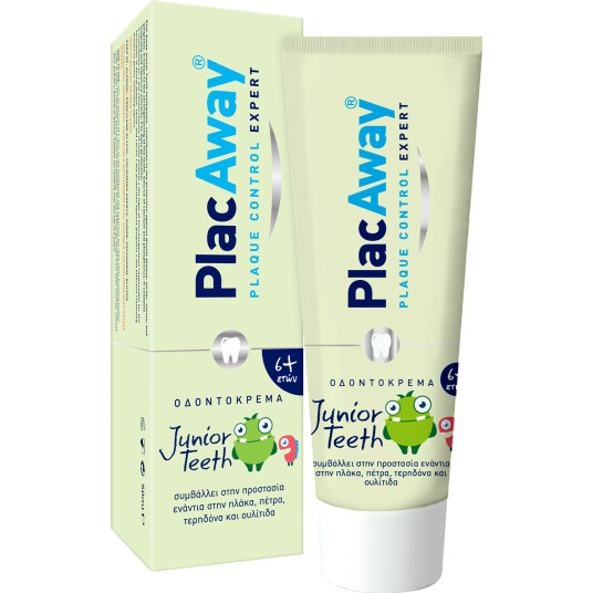 Barnetannkrem PLAC AWAY Xylitol Junior Teeth Orange 50 ml.