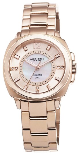 Akribos XXIV Dameklokke AK668RG Diamond Hvit/Rose gulltonet stål