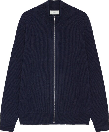 Les Deux Wool Rib Zipper Knit Blå XL