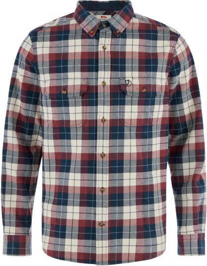 Fjellreven Men"s Singi Heavy Flannel Shirt Dark Navy/Maroon XXL