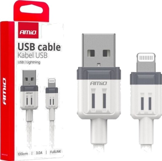 Amio Billadekabel Usb-A Ladekabel - Lightning Iphone 3A 100Cm Fulllink Amio-03907