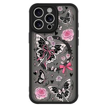 iPhone 15 Pro Stilig beskyttende magnetisk deksel sommerfugler / roser