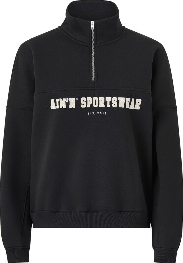 Aim'n   Collegegenser Varsity Sweat Half Zip   Svart