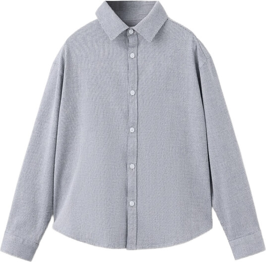 Mango Check Cotton Shirt Grey 122
