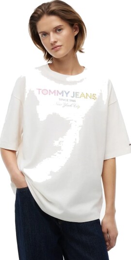 Tommy Jeans Tjw Ovs Tj Bling Gmd Tee Cream XL