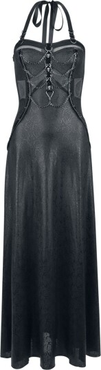 Devil Fashion Goth Lang kjole Punk Style Glial Patterned Fabric Neck Hanging Dress XS til 3XL Damer svart Devil Fashion Goth Lang kjole Punk Style Glial Patterned Fabric Neck Hanging Dress XS til 3XL Damer svart
