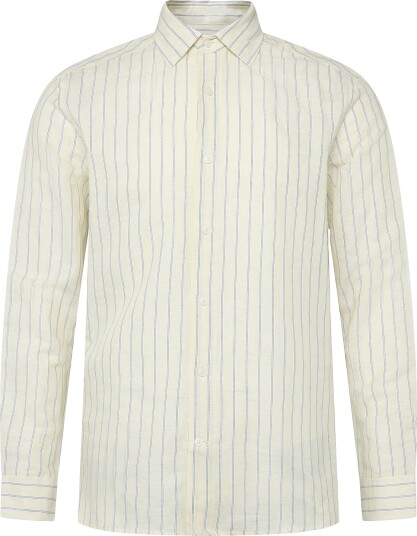 Mango Linen Cotton Blend Stripe Shirt Yellow L