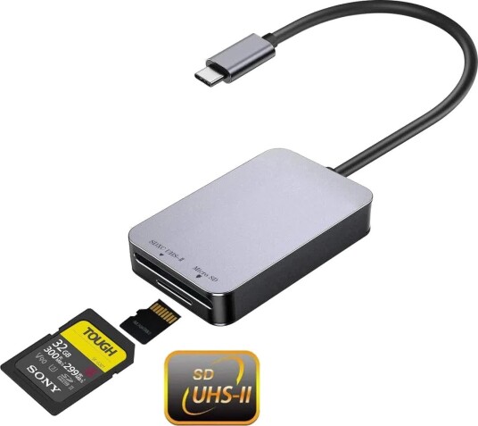 Nördic USB-C 3.1 minnekortleser 2 spor for SD 4.0 og MicroSD UHS-II opptil 312 MB/s Nördic USB-C 3.1 minnekortleser 2 spor for SD 4.0 og MicroSD UHS-II opptil 312 MB/s