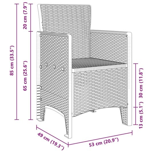 5 Delt Hage Spisebordsett Brun Poly Rattan