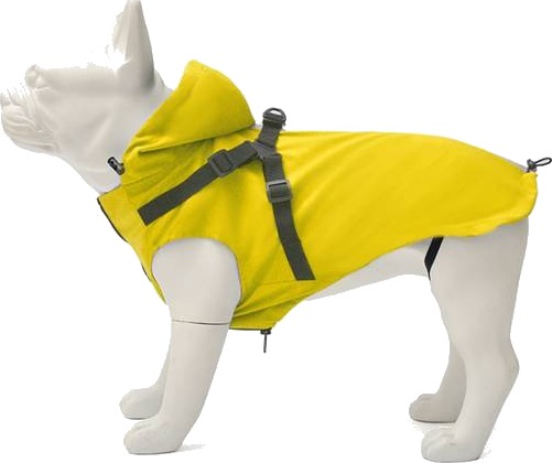 Gult Regndekken Til Hund Med Sele