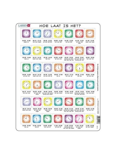 Selecta Play Larsen Jigsaw Puzzle Learning to Tell Time   What Time is it 42 pcs. Gulv