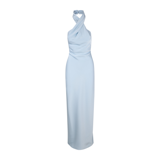Dolores Dress Light Blue Xl Halter Neck Maxi Dress