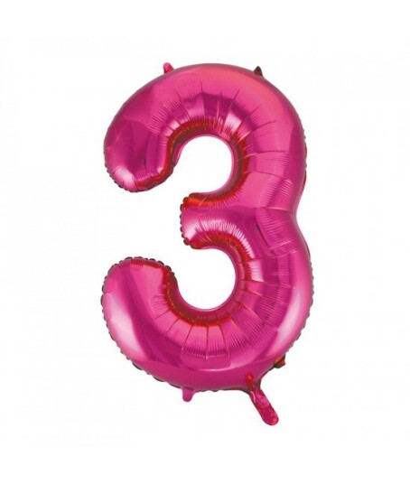 Tallet 3 Rosa JUMBO Folieballong 86 cm Tallet 3 Rosa JUMBO Folieballong 86 cm