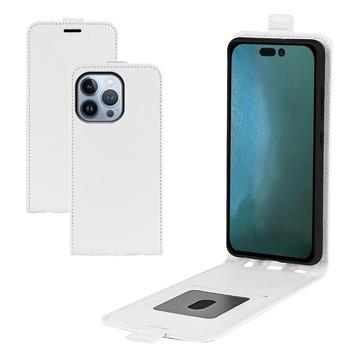 iPhone 14 Pro Max Vertikalt Flip-Deksel med Kortlomme Hvit