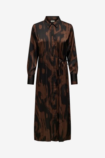JDY - Kjole jdyJudy L/S Tie Midi Shirt Dress WV - Brun