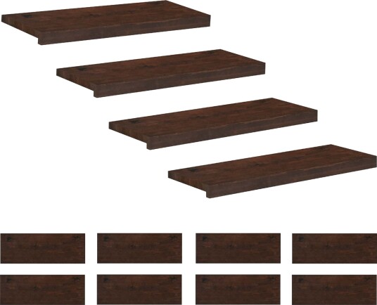 vidaXL Trappetrinn 12 stk. 80 x 25 x 2 cm Mørk brun Massiv bøketre