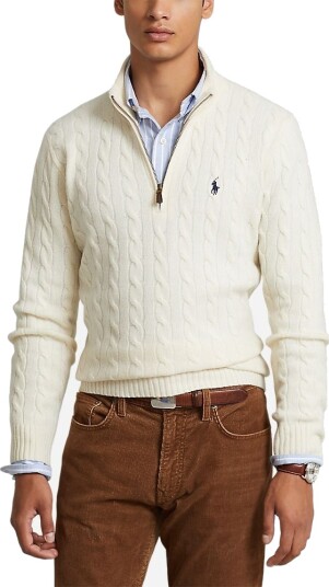 Ralph Lauren Cable Knit Wool Cashmere Sweater - Andover Cream S